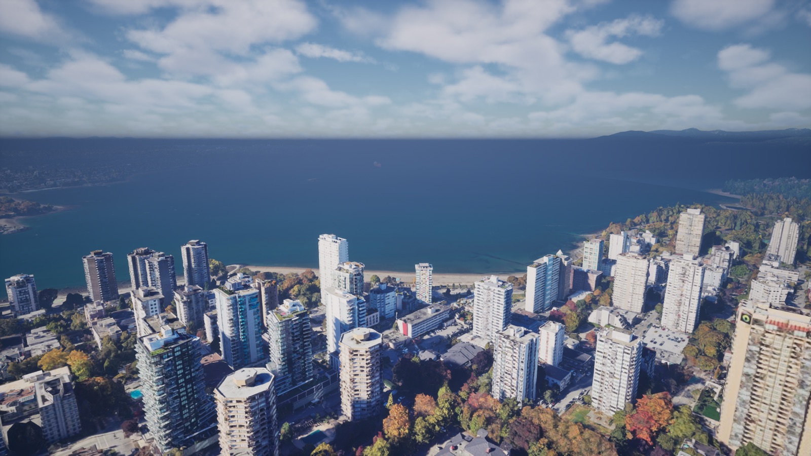 English Bay and the West End, streamed live into Unreal Engine